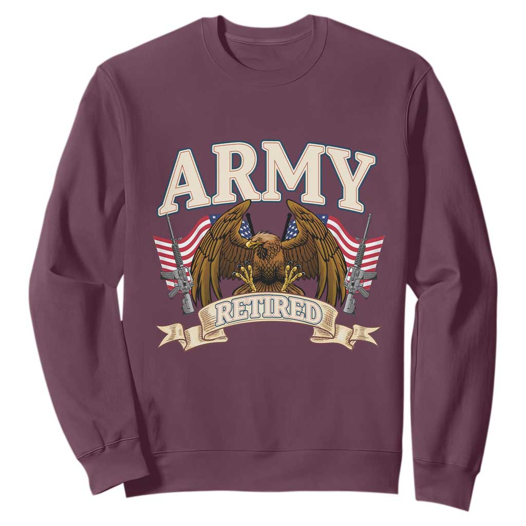 Retirement Army Veteran Sweatshirt American Flag USA Patriotic TS12 Maroon Print Your Wear