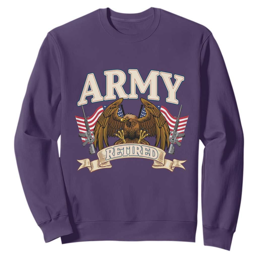 Retirement Army Veteran Sweatshirt American Flag USA Patriotic TS12 Purple Print Your Wear