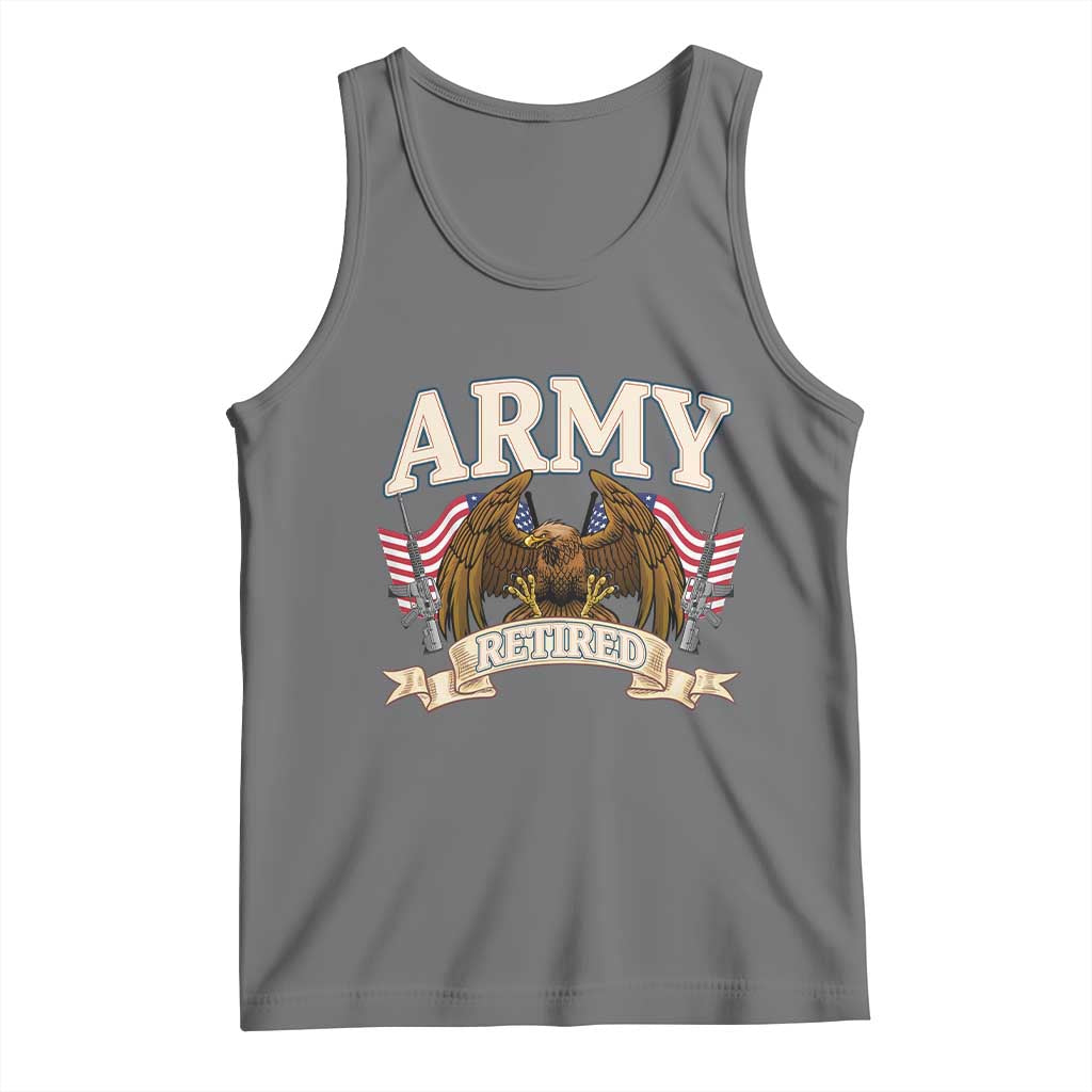 Retirement Army Veteran Tank Top American Flag USA Patriotic TS12 Black Heather Print Your Wear