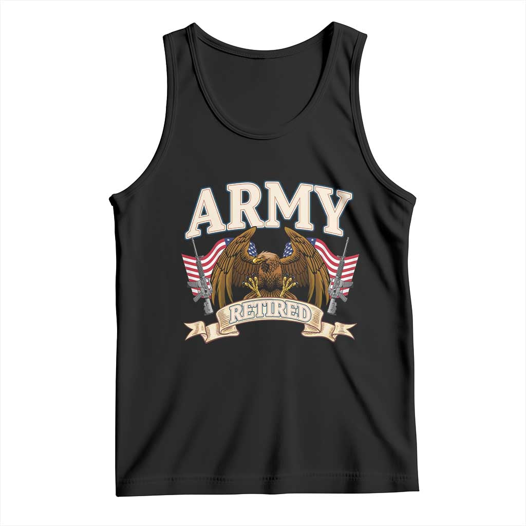 Retirement Army Veteran Tank Top American Flag USA Patriotic TS12 Black Print Your Wear