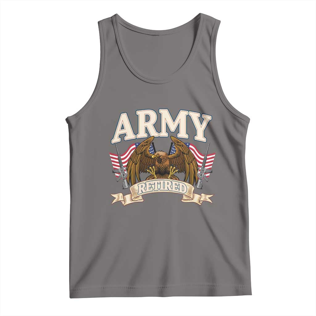 Retirement Army Veteran Tank Top American Flag USA Patriotic TS12 Deep Heather Print Your Wear