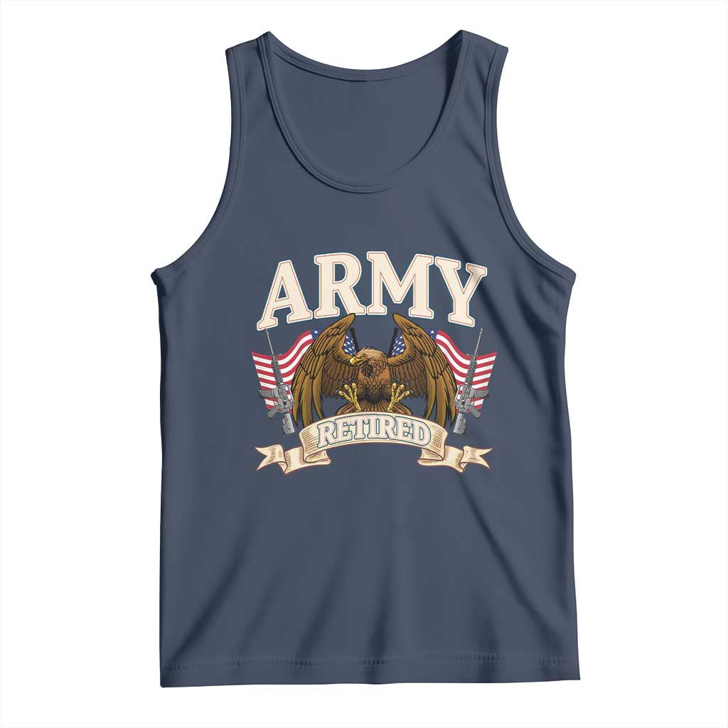 Retirement Army Veteran Tank Top American Flag USA Patriotic TS12 Navy Print Your Wear