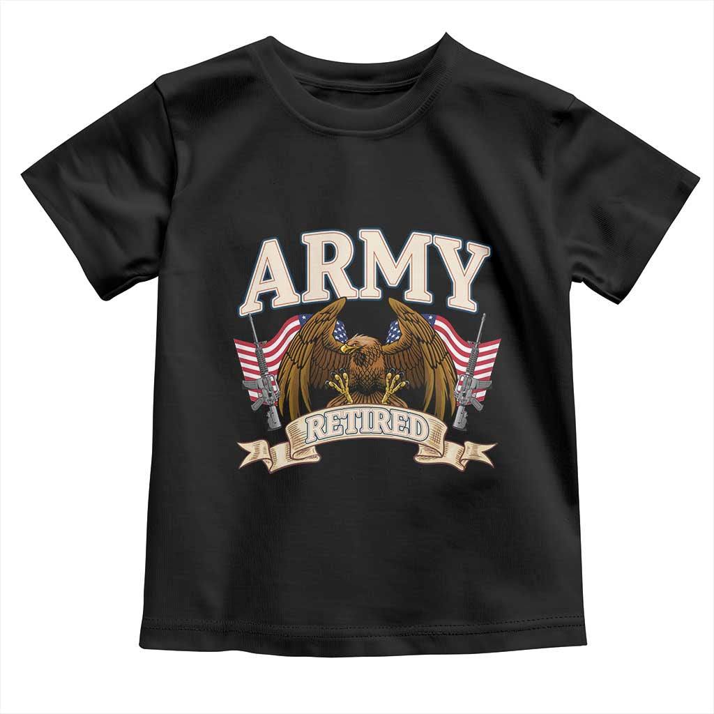 Retirement Army Veteran Toddler T Shirt American Flag USA Patriotic TS12 Black Print Your Wear