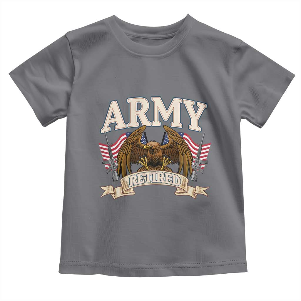 Retirement Army Veteran Toddler T Shirt American Flag USA Patriotic TS12 Charcoal Print Your Wear