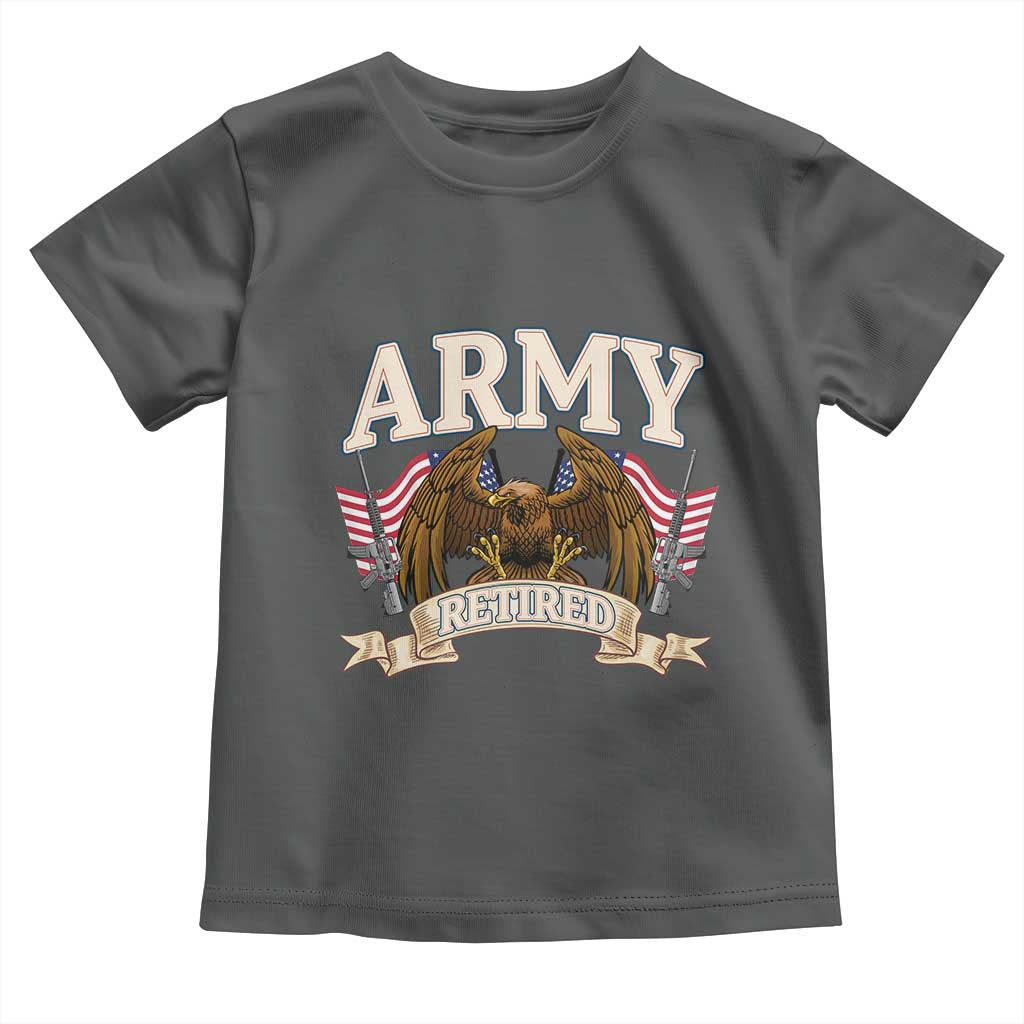 Retirement Army Veteran Toddler T Shirt American Flag USA Patriotic TS12 Dark Heather Print Your Wear
