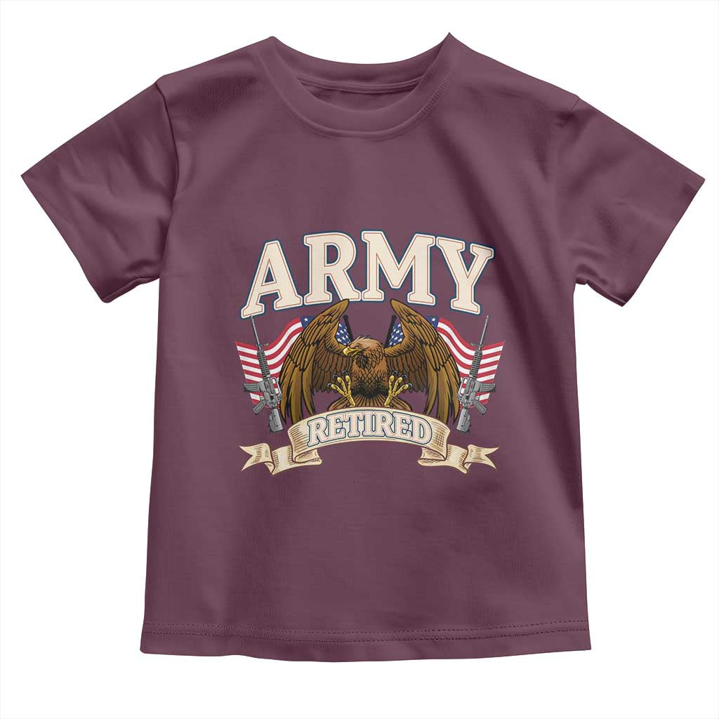 Retirement Army Veteran Toddler T Shirt American Flag USA Patriotic TS12 Maroon Print Your Wear