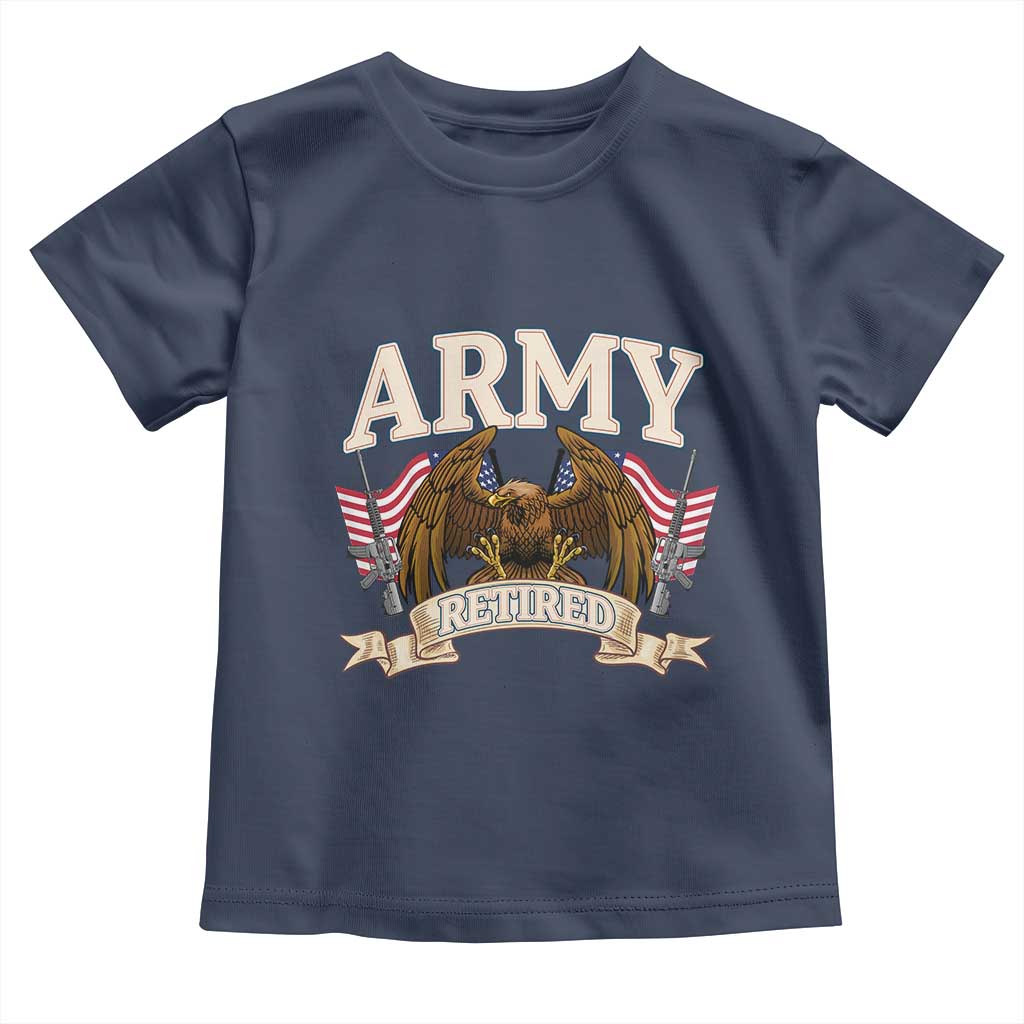 Retirement Army Veteran Toddler T Shirt American Flag USA Patriotic TS12 Navy Print Your Wear