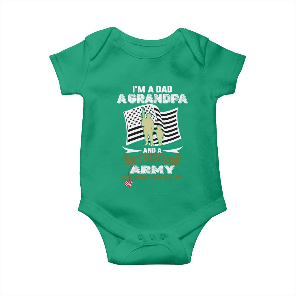 Retired Army Baby Onesie Funny I Am A Dad A Grandpa Nothing Scares Me TS12 Irish Green Print Your Wear