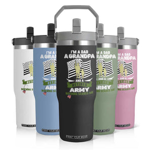 Retired Army Flip Straw Tumbler Funny I Am A Dad A Grandpa Nothing Scares Me TS12 Print Your Wear