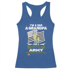 Retired Army Racerback Tank Top Funny I Am A Dad A Grandpa Nothing Scares Me TS12 Royal Blue Print Your Wear