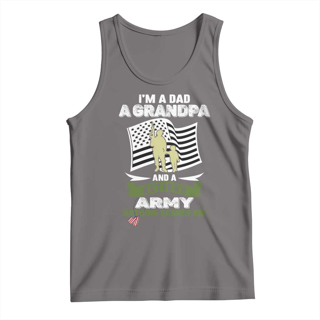 Retired Army Tank Top Funny I Am A Dad A Grandpa Nothing Scares Me TS12 Deep Heather Print Your Wear