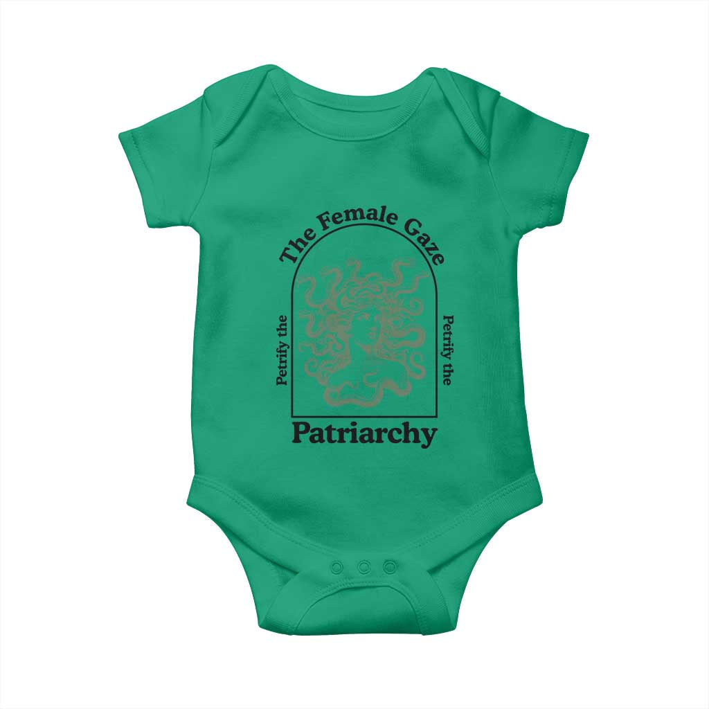 Feminist Baby Onesie The Female Gaze Petrify The Patriarchy Mythology Medusa TS12 Irish Green Print Your Wear