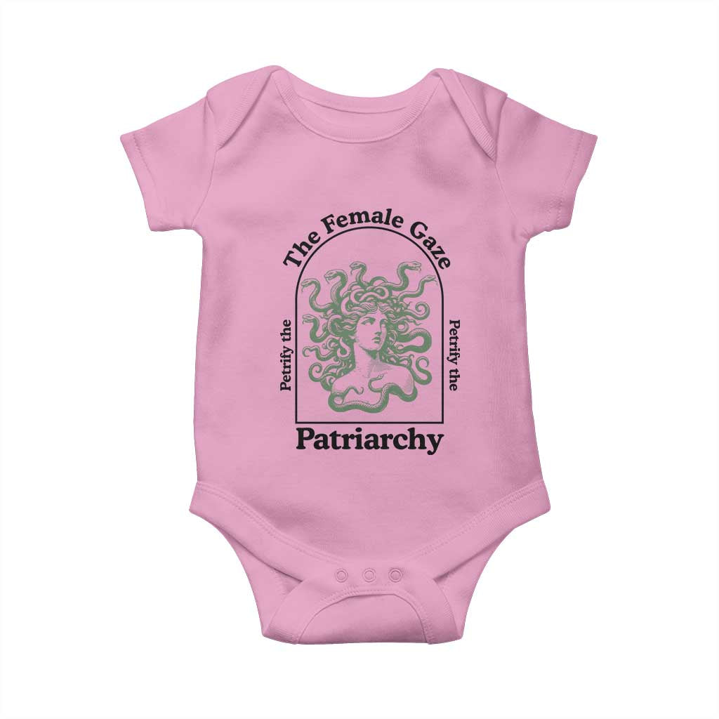 Feminist Baby Onesie The Female Gaze Petrify The Patriarchy Mythology Medusa TS12 Light Pink Print Your Wear