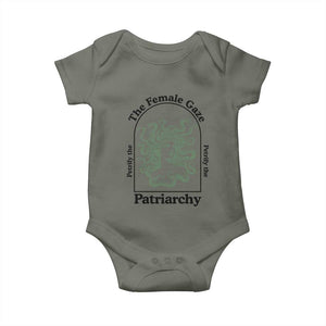 Feminist Baby Onesie The Female Gaze Petrify The Patriarchy Mythology Medusa TS12 Military Green Print Your Wear