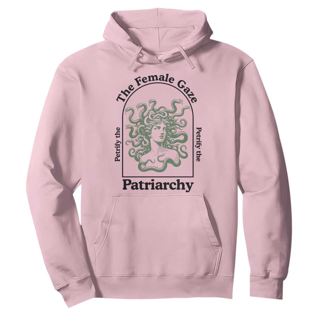 Feminist Hoodie The Female Gaze Petrify The Patriarchy Mythology Medusa TS12 Light Pink Print Your Wear