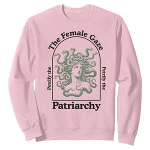 Feminist Sweatshirt The Female Gaze Petrify The Patriarchy Mythology Medusa TS12 Light Pink Print Your Wear
