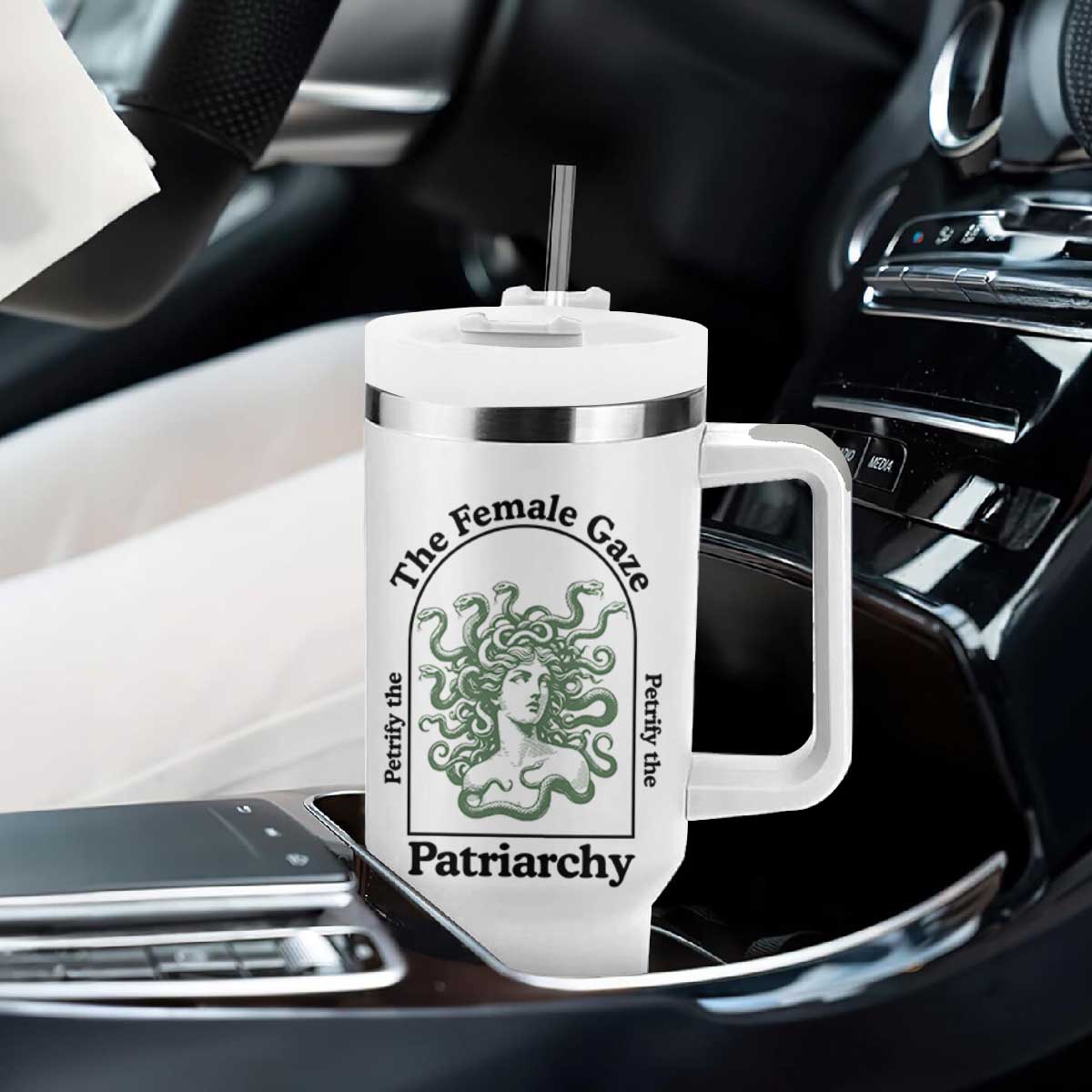 Feminist Tumbler With Handle The Female Gaze Petrify The Patriarchy Mythology Medusa TS12 Print Your Wear