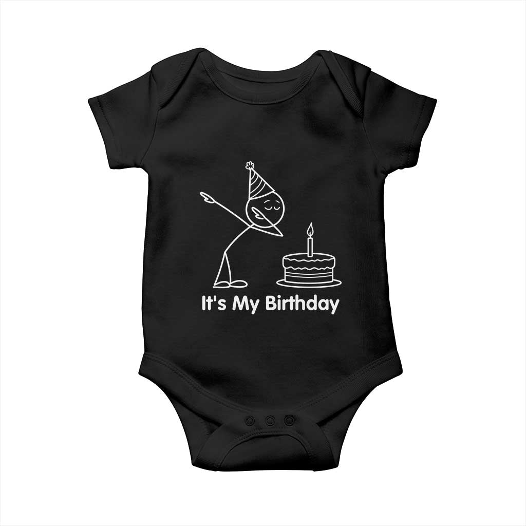 Dabbing Stickman Party Humor Gift Baby Onesie It Is My Birthday TS12 Black Print Your Wear