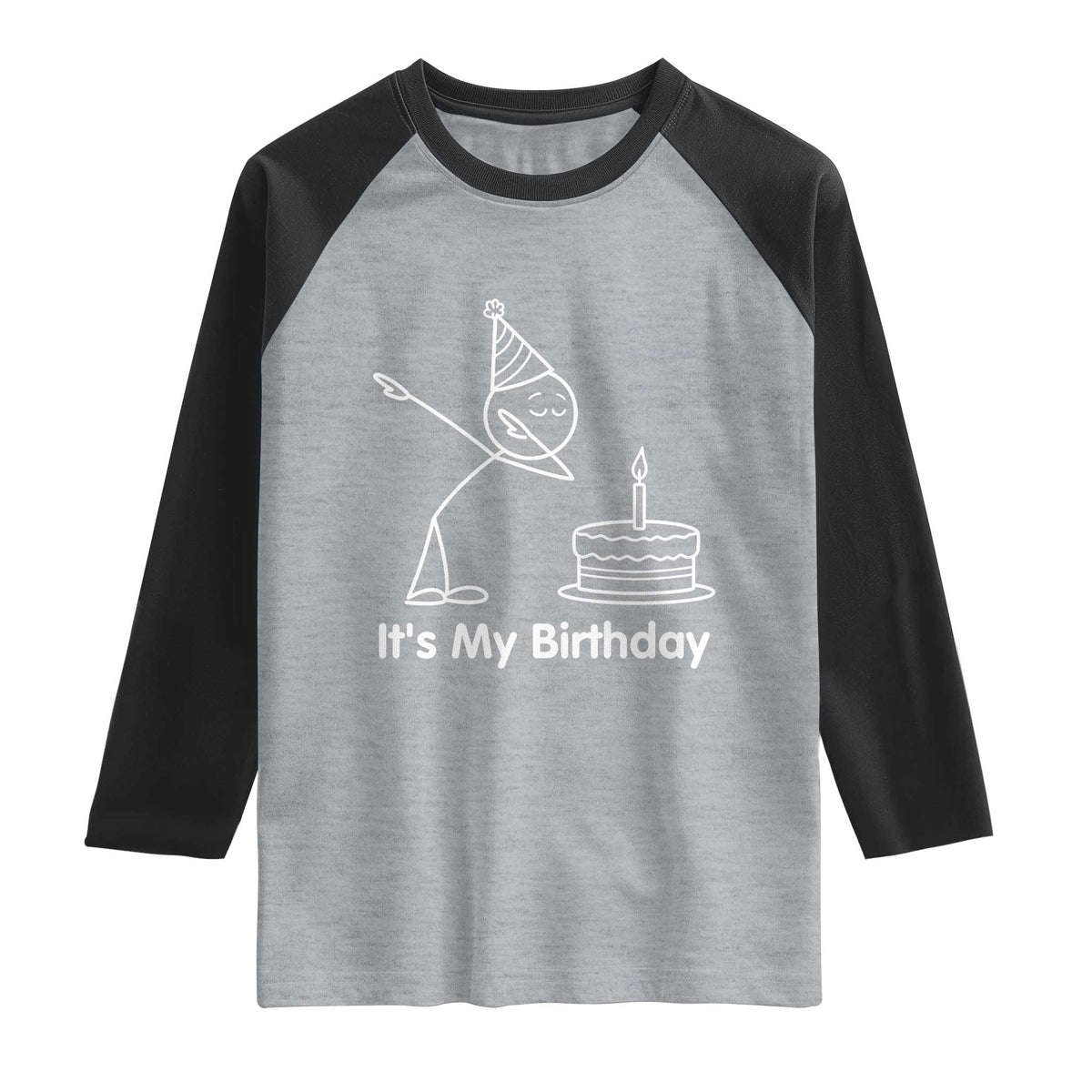 Dabbing Stickman Party Humor Gift Raglan Shirt It Is My Birthday