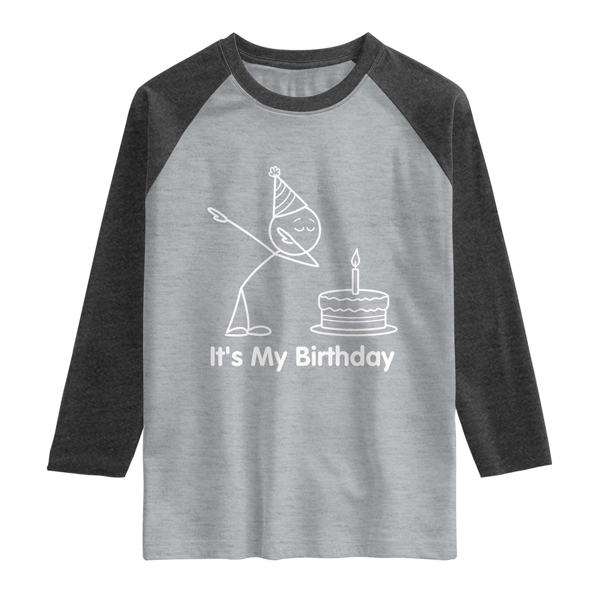 Dabbing Stickman Party Humor Gift Raglan Shirt It Is My Birthday