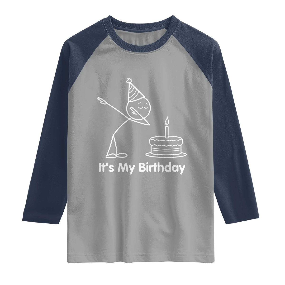 Dabbing Stickman Party Humor Gift Raglan Shirt It Is My Birthday