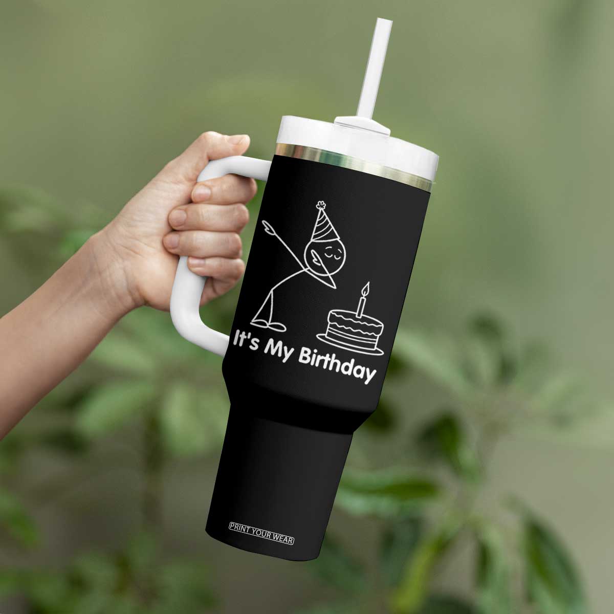 Dabbing Stickman Party Humor Gift Tumbler With Handle It Is My Birthday