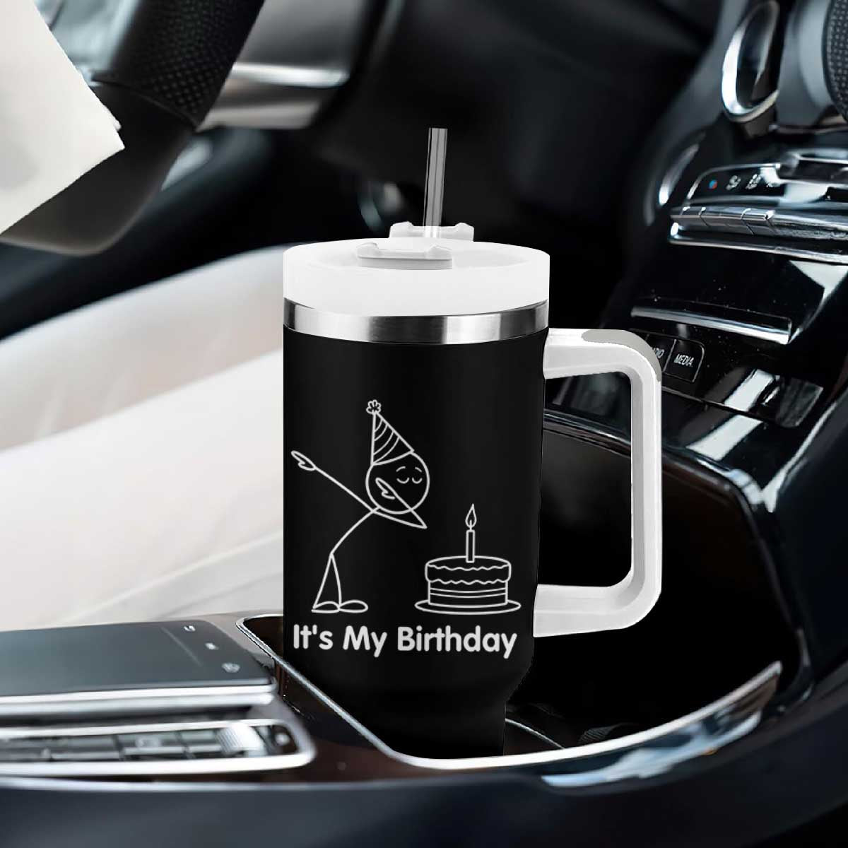 Dabbing Stickman Party Humor Gift Tumbler With Handle It Is My Birthday