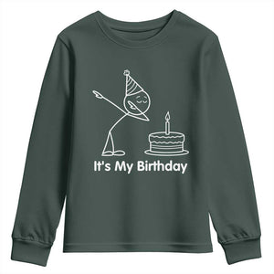 Dabbing Stickman Party Humor Gift Youth Sweatshirt It Is My Birthday