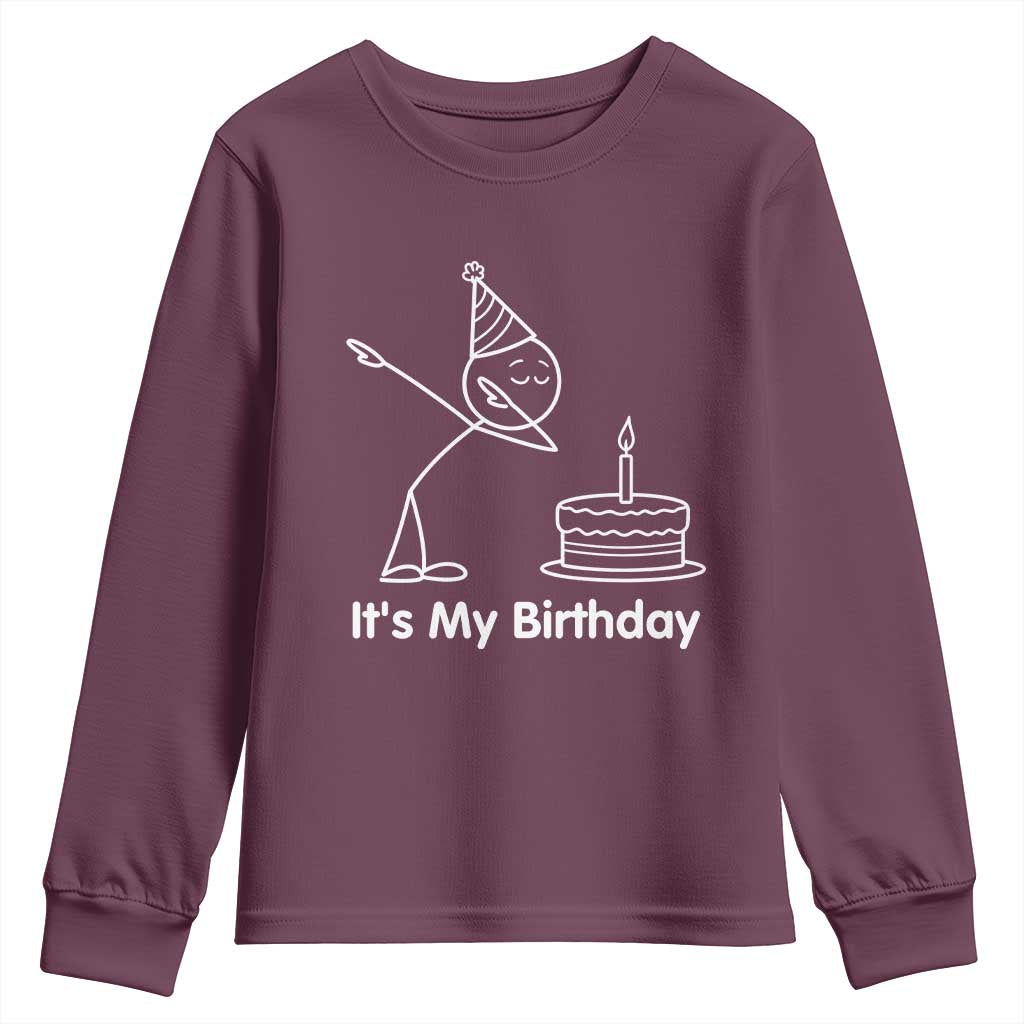 Dabbing Stickman Party Humor Gift Youth Sweatshirt It Is My Birthday