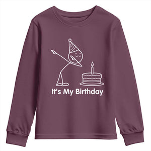 Dabbing Stickman Party Humor Gift Youth Sweatshirt It Is My Birthday