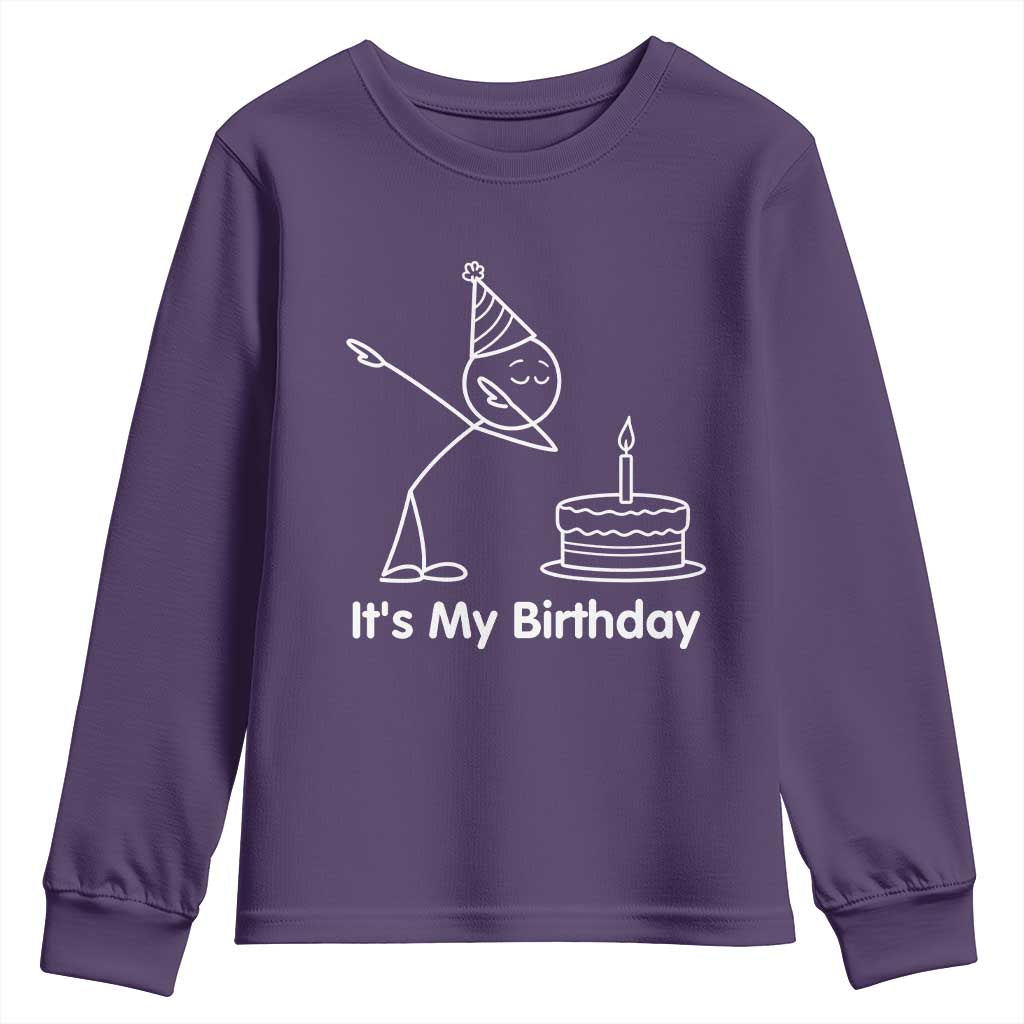 Dabbing Stickman Party Humor Gift Youth Sweatshirt It Is My Birthday