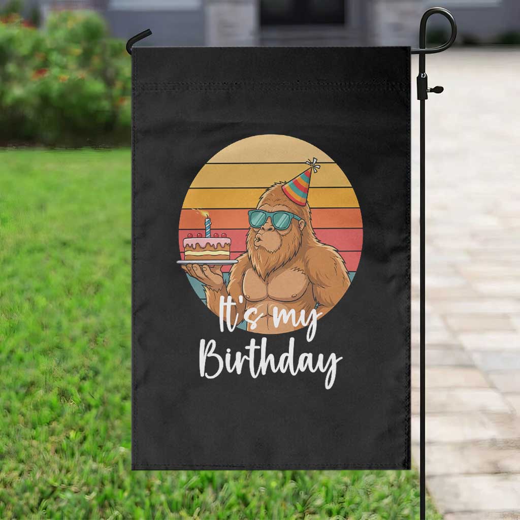 It Is My Birthday Garden Flag Funny Bigfoot Blowing Candle Birthday Cake