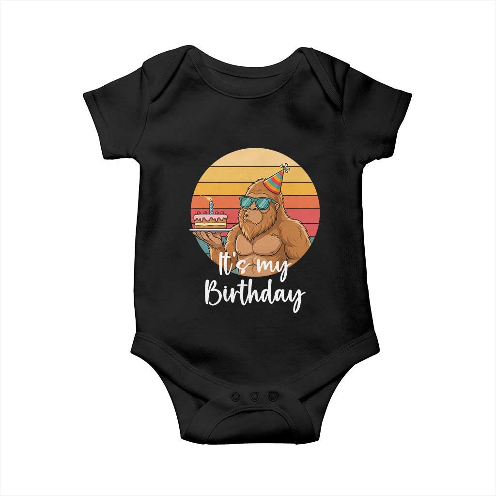It Is My Birthday Baby Onesie Funny Bigfoot Blowing Candle Birthday Cake TS12 Black Print Your Wear