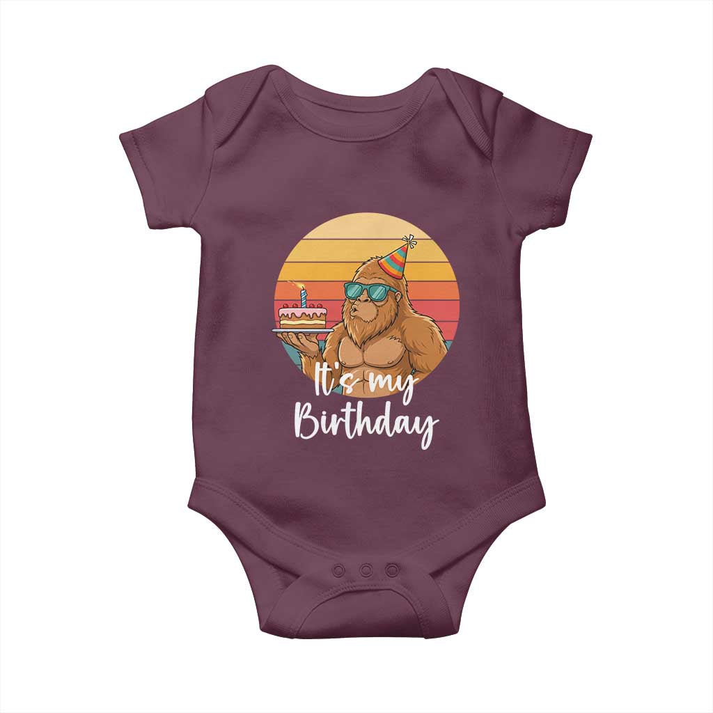 It Is My Birthday Baby Onesie Funny Bigfoot Blowing Candle Birthday Cake