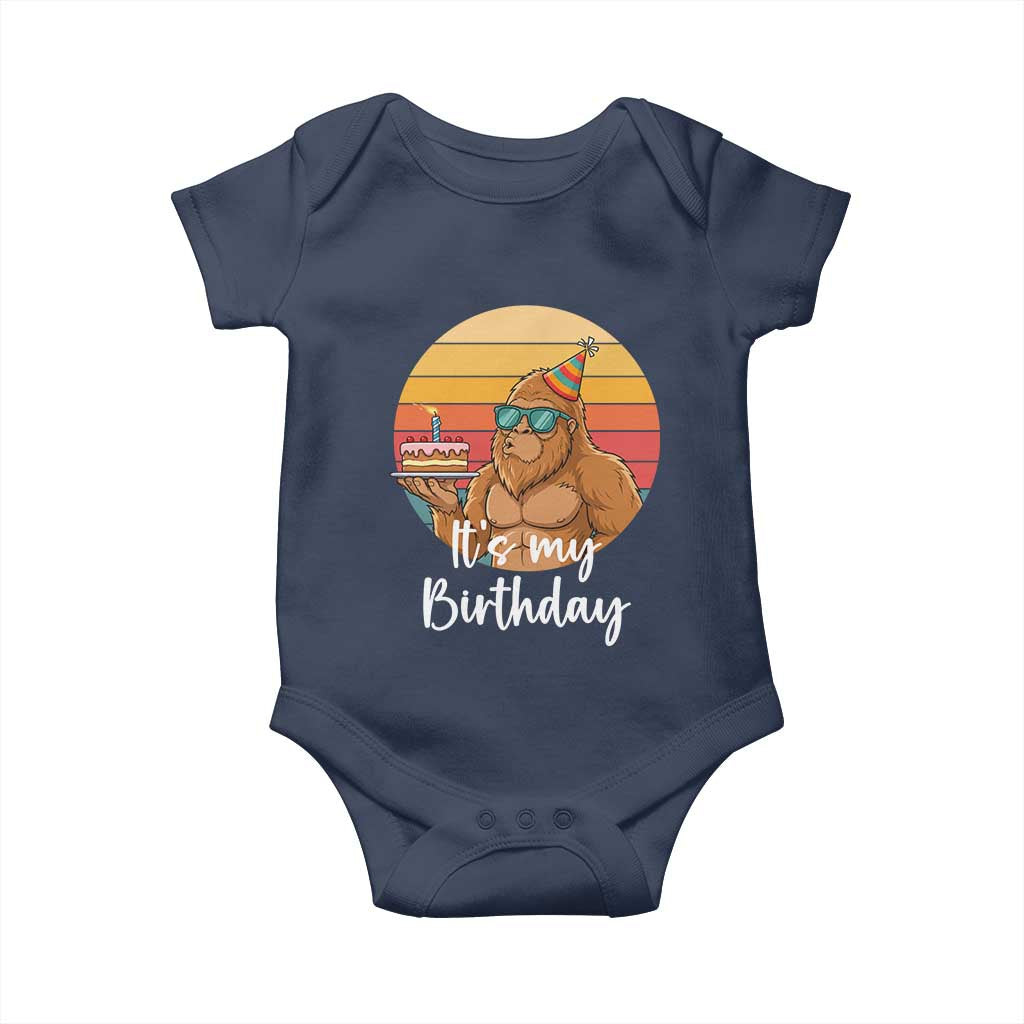 It Is My Birthday Baby Onesie Funny Bigfoot Blowing Candle Birthday Cake