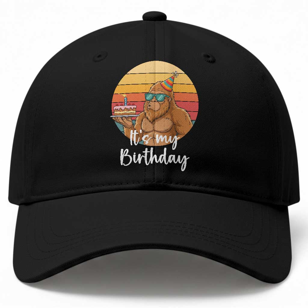 It Is My Birthday Baseball Cap Funny Bigfoot Blowing Candle Birthday Cake TS12 Print Your Wear