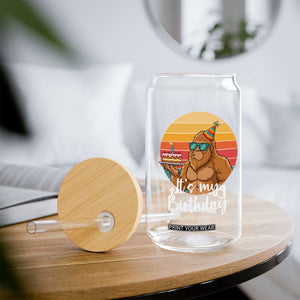 It Is My Birthday Glass Can Funny Bigfoot Blowing Candle Birthday Cake