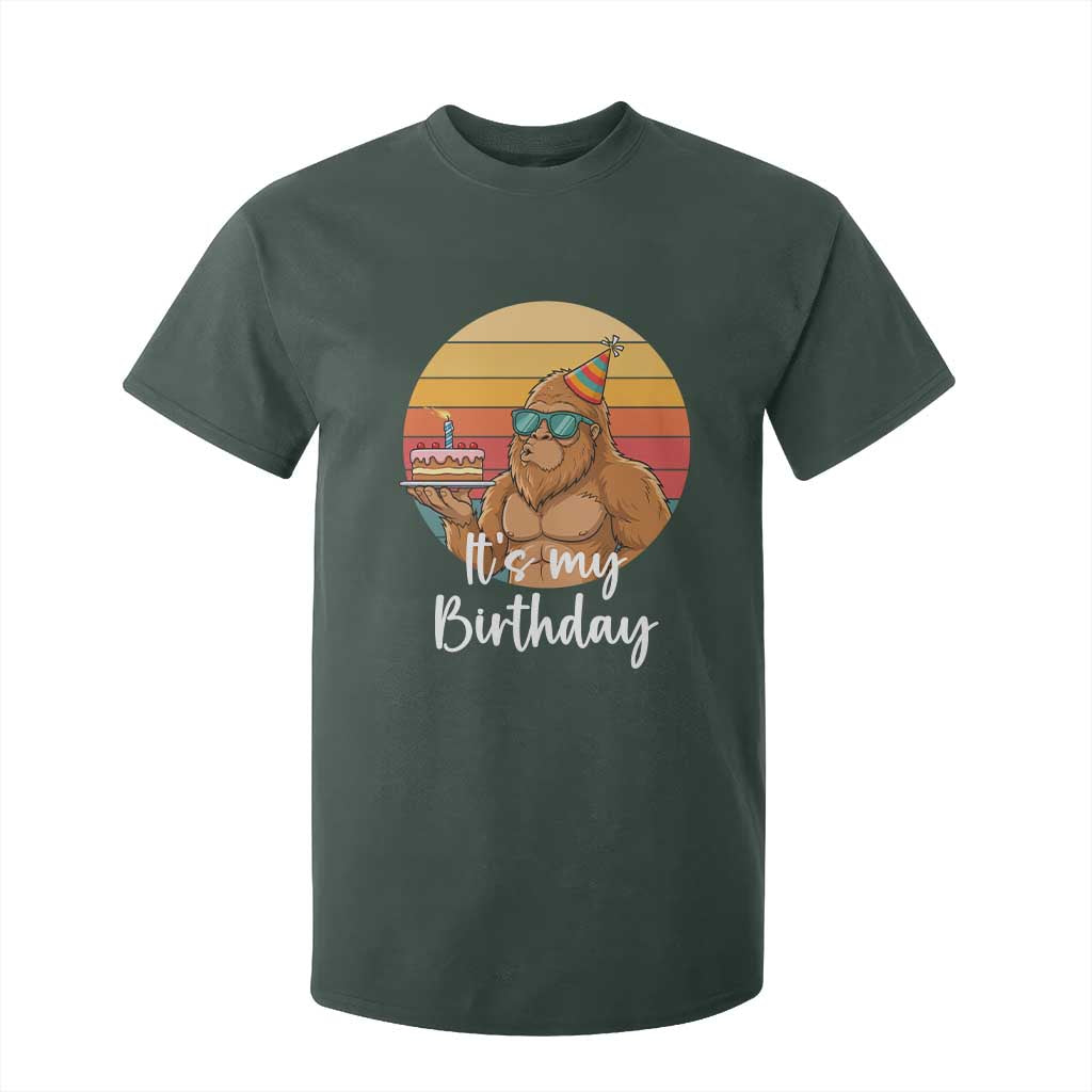 It Is My Birthday T Shirt For Kid Funny Bigfoot Blowing Candle Birthday Cake