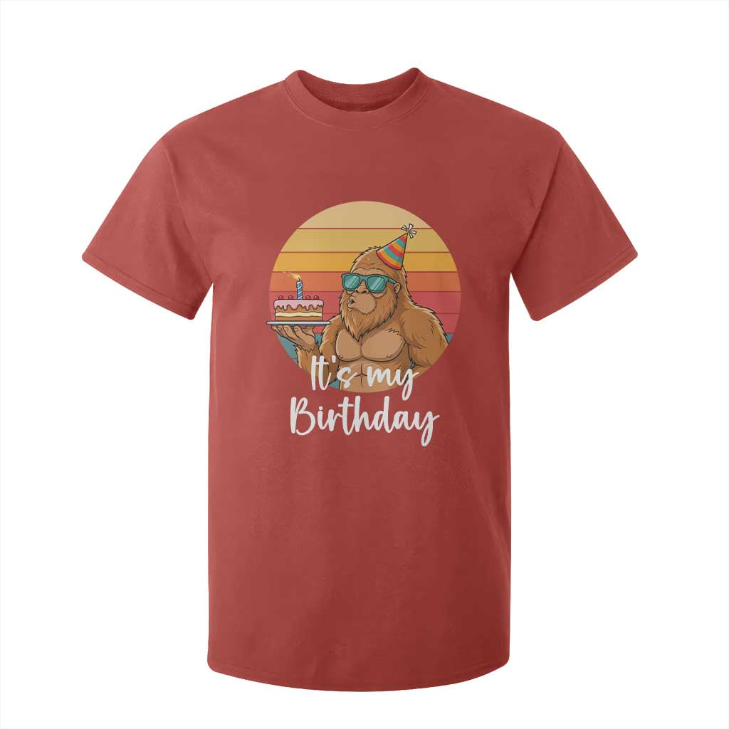It Is My Birthday T Shirt For Kid Funny Bigfoot Blowing Candle Birthday Cake