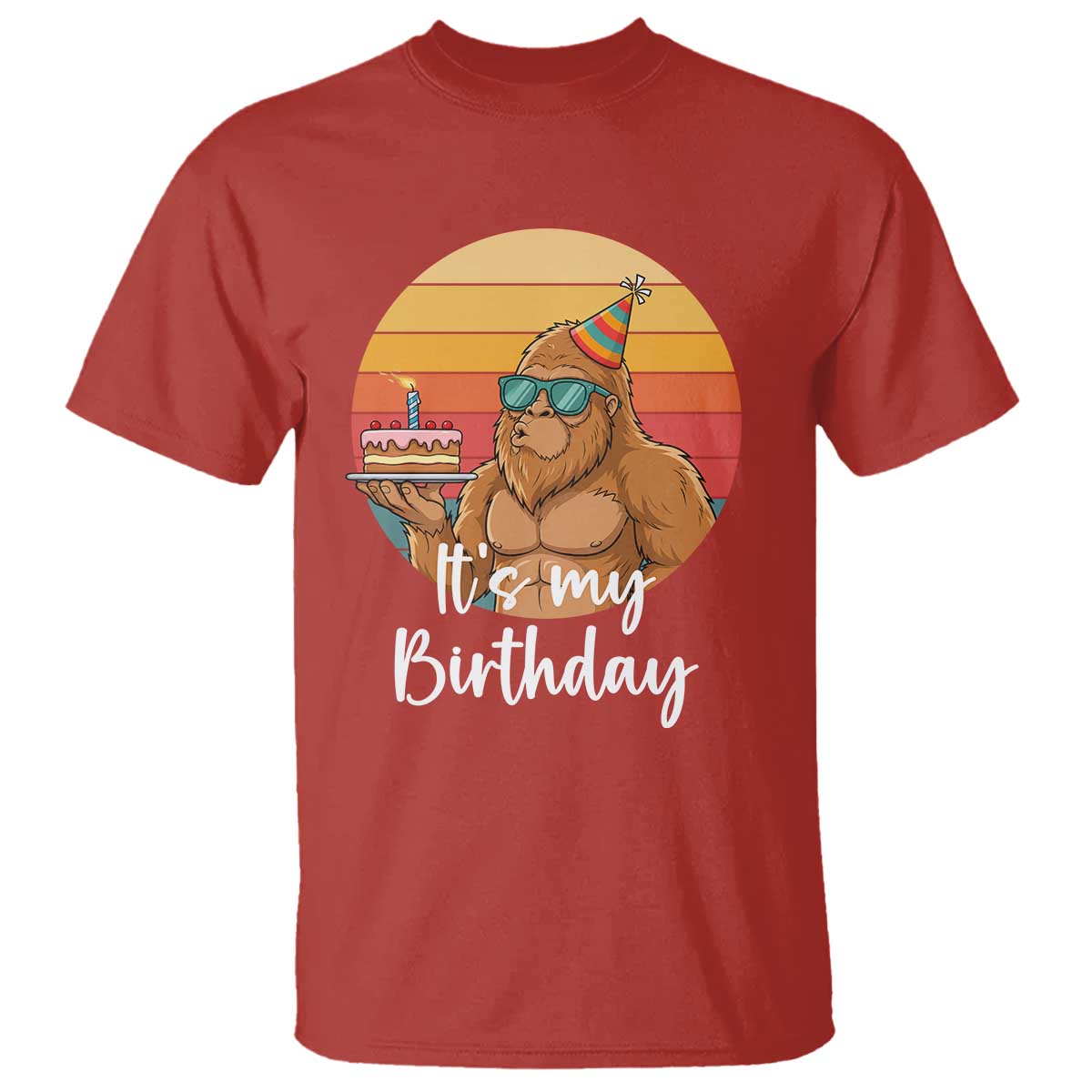 It Is My Birthday T Shirt Funny Bigfoot Blowing Candle Birthday Cake