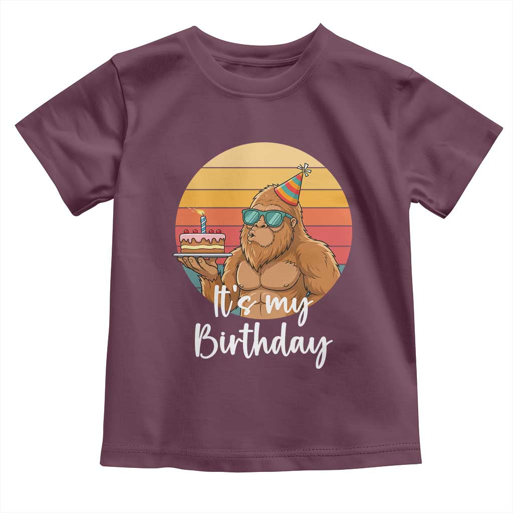 It Is My Birthday Toddler T Shirt Funny Bigfoot Blowing Candle Birthday Cake