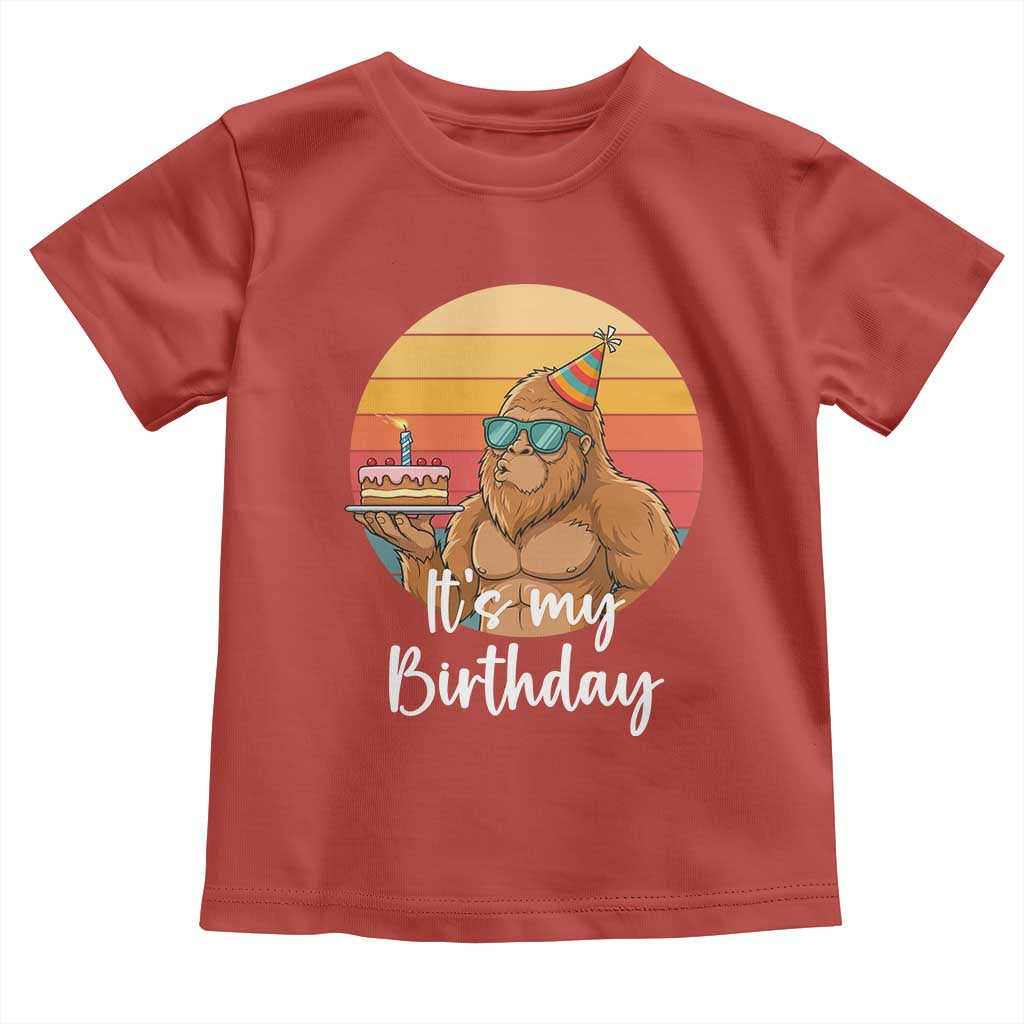 It Is My Birthday Toddler T Shirt Funny Bigfoot Blowing Candle Birthday Cake