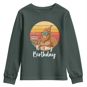 It Is My Birthday Youth Sweatshirt Funny Bigfoot Blowing Candle Birthday Cake