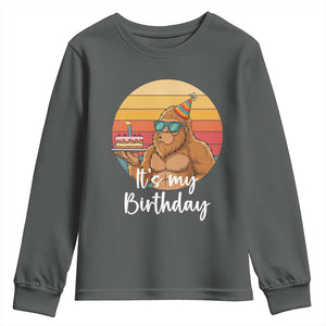 It Is My Birthday Youth Sweatshirt Funny Bigfoot Blowing Candle Birthday Cake
