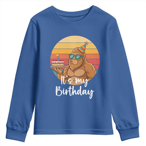 It Is My Birthday Youth Sweatshirt Funny Bigfoot Blowing Candle Birthday Cake