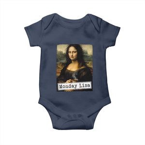 Monday Lisa Coffee Lover Baby Onesie Funny Mona Lisa Art Parody Graphic Tired Work