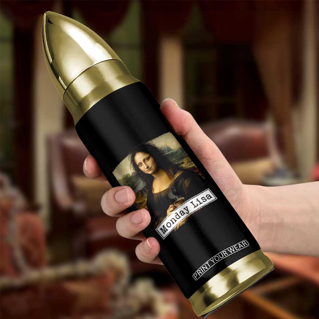 Monday Lisa Coffee Lover Bullet Tumbler Funny Mona Lisa Art Parody Graphic Tired Work