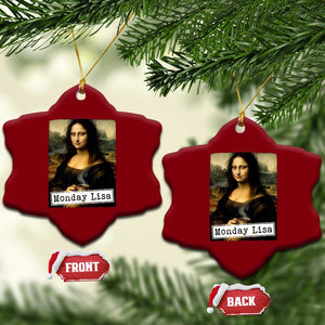 Monday Lisa Coffee Lover Ceramic Ornament Funny Mona Lisa Art Parody Graphic Tired Work