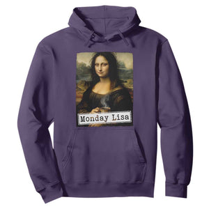 Monday Lisa Coffee Lover Hoodie Funny Mona Lisa Art Parody Graphic Tired Work