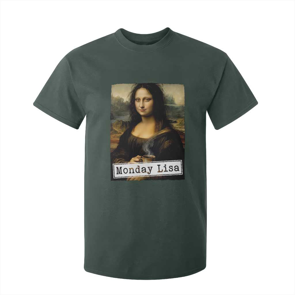 Monday Lisa Coffee Lover T Shirt For Kid Funny Mona Lisa Art Parody Graphic Tired Work